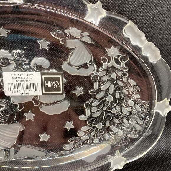 Mikasa Crystal Holiday Lights Sweets Dish Germany Angel Christmas Tree Design - Picture 4 of 4